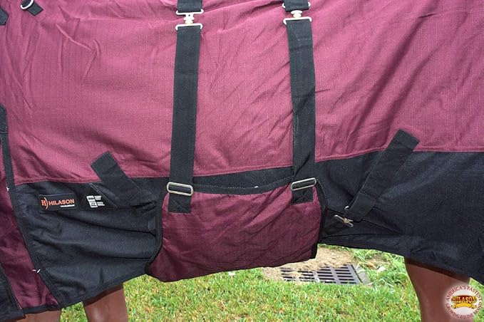 HILASON 1200D Winter Waterproof Poly Horse Blanket Belly Wrap | Turnout Blankets for Horses