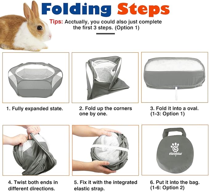 Small Animals Playpen, Waterproof Breathable Indoor Pet Cage Tent with Zipper Cover, Portable Outdoor Exercise Yard Fence for Kitten Hamster Bunny Squirrel Guinea Pig Hedgehog, Gray