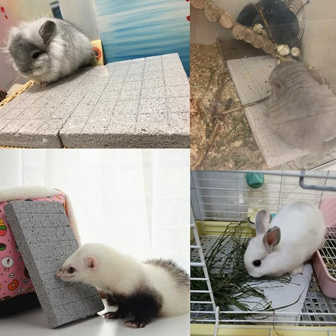 Hamiledyi Rabbit Scratch Foot Pads Bunny Grinding Claw Pad 2 PCS Natural Small Animal Hamster Lava Stone for Teeth Grinding Rabbit Scratching pad Chew Toy for Guinea Pig Rat Gerbil Chinchilla Hedgehog