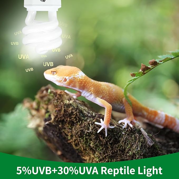 UVA UVB Reptile Light 23W 5.0,Tropical & Sub-Tropical Terrarium Compact Fluorescent Lamp,UVB Reptile Light Bulb for Snake,Chameleons,Iguanas,Turtles