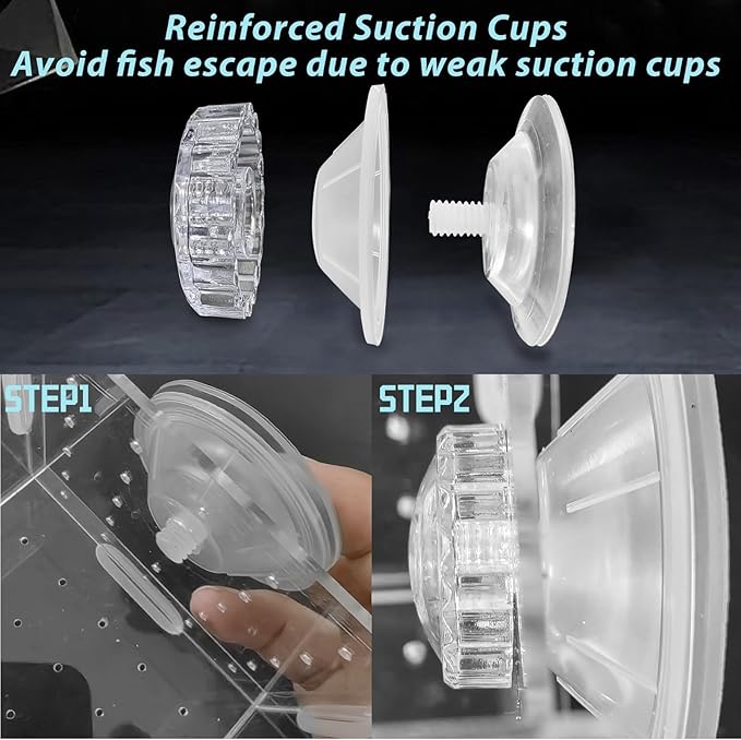 PINVNBY Acrylic Fish Breeding Box，Guppy breeding Box Acrylic Fish Isolation Box Aquarium Incubator with Suction Cups for Guppy Shrimp Small Baby Fishes（3.9 x 3.9 x 3.9 inches）