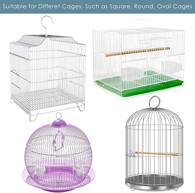 Bissap 2 PCS Bird Cage Seed Catcher, 59-90'' Universal Birdcage Net Nylon Adjustable Elastic Band Stretchy Skirts Mesh Cover for Parrot Cage Seed Guard (Not Include Birdcage)- White & Black