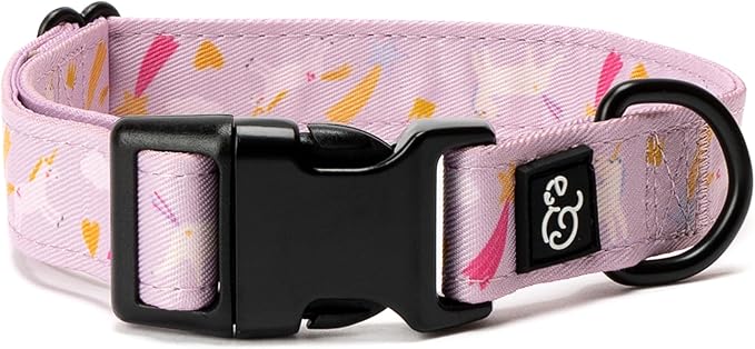 Lucy & Co. Unicorn Magic Dog Collar - Durable Lightweight Designer Collar for Pets - Adjustable Metal Safety Buckle (Large, Purple & Pink Unicorns)