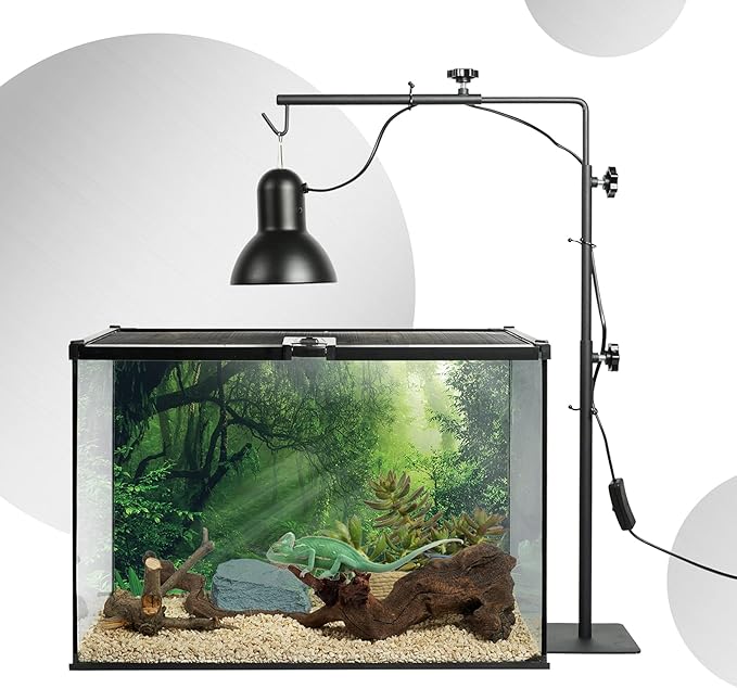 BETAZOOER Reptile Lamp Stand Adjustable 15-31 Inch Floor Light Holder Lamp Hanging Bracket Metal Support for Reptile Glass Terrarium Heating Light