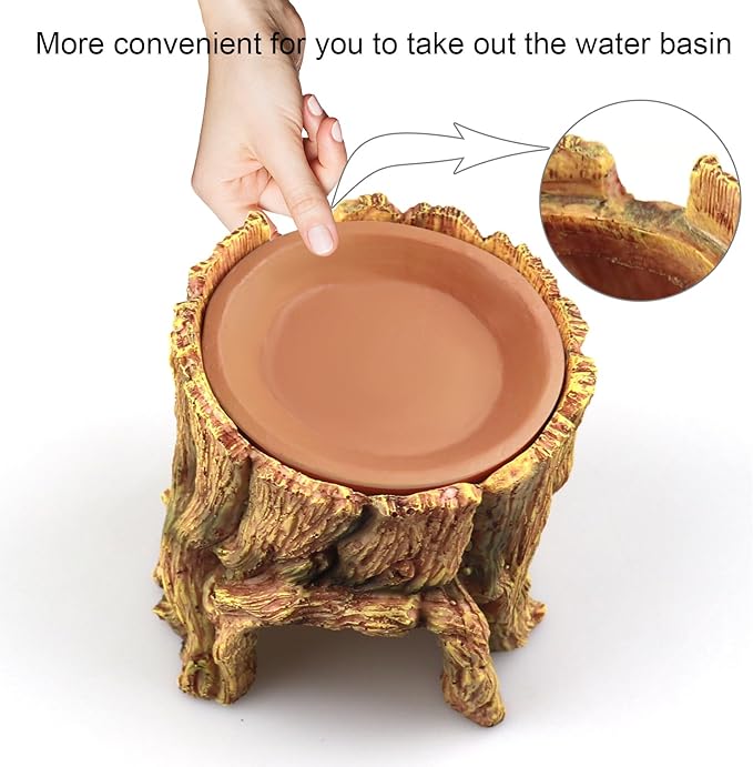 NANEEZOO Reptile Hide Cave 2 in 1 Reptile Humid Cave with Terracotta Water Basin Moisture Keeping and Shedding Help for Reptile Amphibians Leopard Gecko