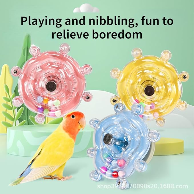 Parrot Spinner Toy, Funny Parakeet Toy Interactive Parrot Toy Bird Toy Spinning Rattle Cockatiel Toys Bird Cage Accessories for Entertainment Chewing Exercise (Purple)