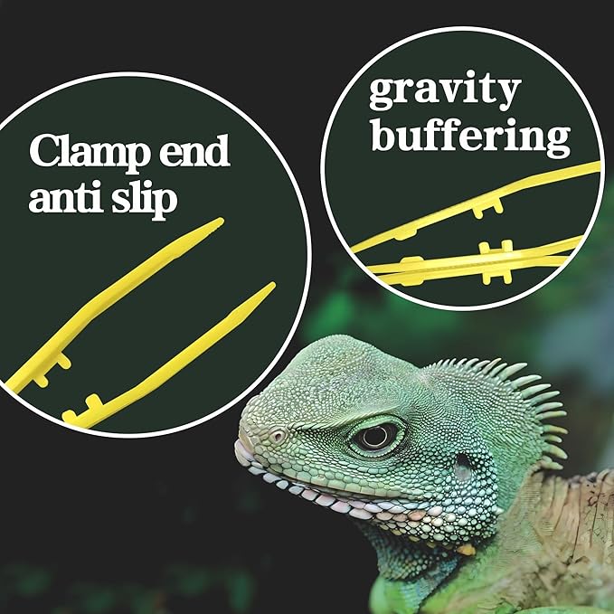 4-Pack Reptile Feeding Tongs Set - Hygienic Anti-Slip Yellow Tweezers for Bearded Dragons, Lizards, Snakes, Aquariums & Small Animals