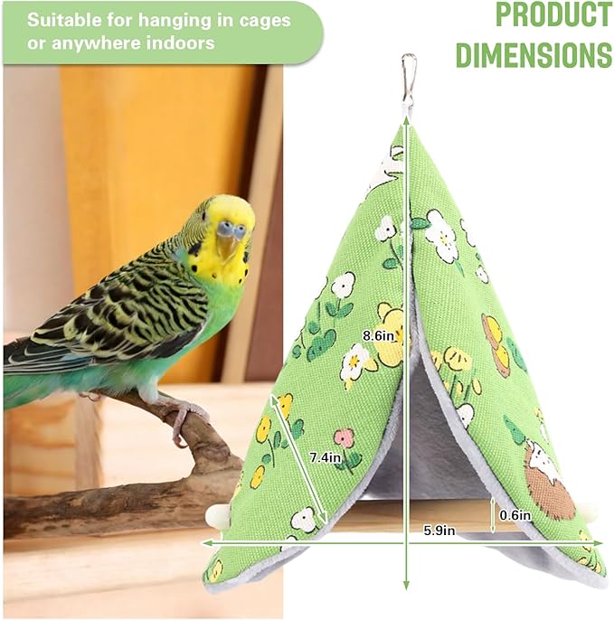Bird Bed Blanket Parrot Nest Snuggle Hut for Cage Accessories,Bird Nest House Bed Hanging Hammock,Tent Hammock Wood Stand Perch Swing Toy for Cockatiel Lovebird Cockatoo(red)