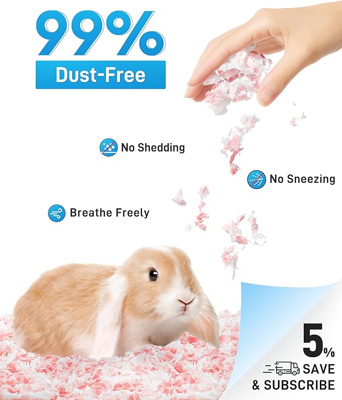 BUCATSTATE Hamster Bedding 101L, 99% Dust-Free Guinea Pig Bedding Odor Control Paper Bedding, Cozy Small Animal Bedding for Rabbit Rat Syrian Dwarf Hamsters Gerbils (Pink)