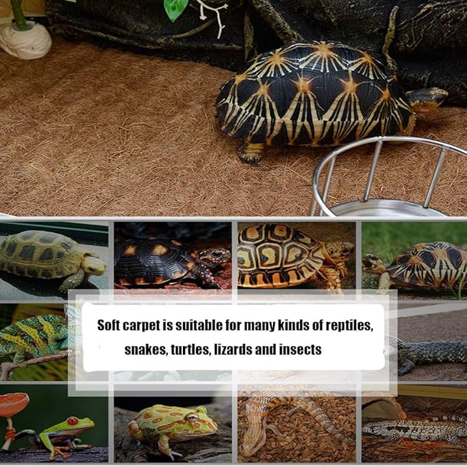 Hamiledyi Reptile Carpet Natural Coconut Fiber Tortoise Carpet Mat for Pet Terrarium Liner Reptile Supplies for Lizard Snake Chameleon Turtle Bedding Bunny Rabbit Mat (2 x Sheets)