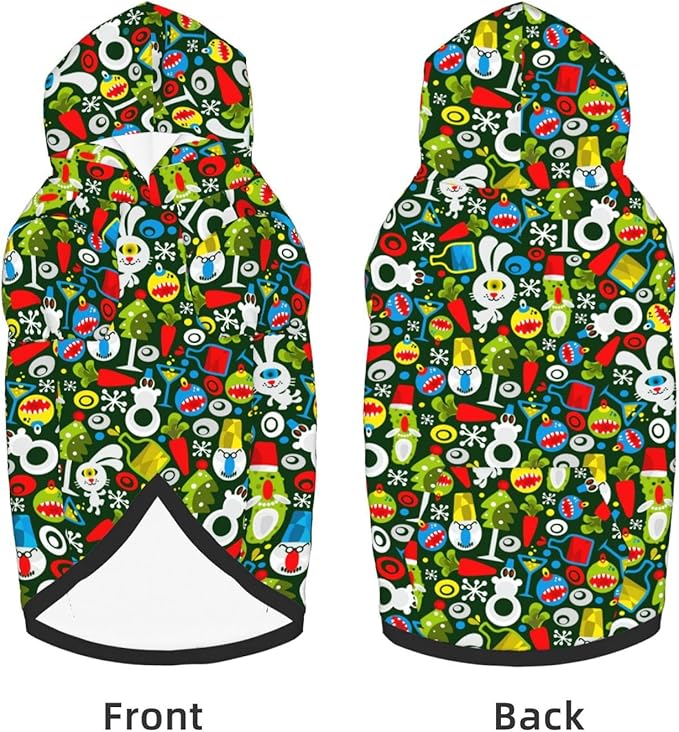 Christmas Green Monster Hoodie,Christmas Cosplay Dog Clothes with Pocket and Hat Winter Clothes Sweaters Xx-Large