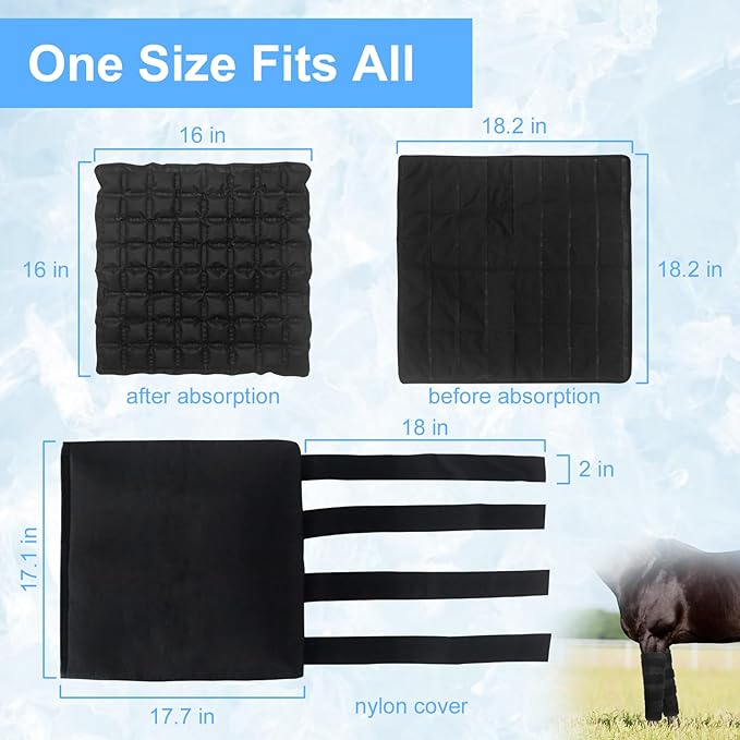 Horse Ice Boots 2-Pack with 64-Cell Ice Cells, Full-Leg Therapy Cooling Wraps for Injury Recovery & Competition Prep, Fits Hock, Knee, Ankle & Hooves