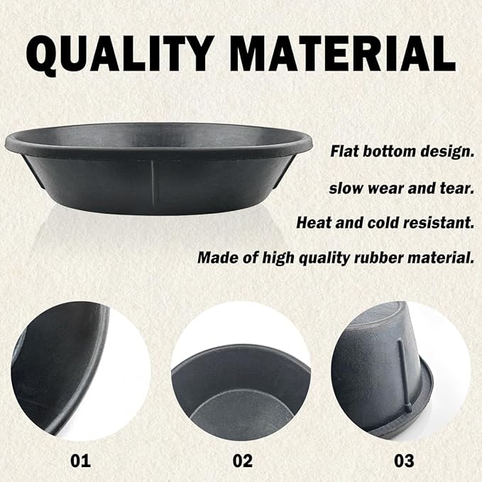 4 PCS Rubber Feed Pan, 17.5X5.3in Horse Feed Bucket, 3 Gallon Feed Pan for Horse Cow Sheep Dog Pig Chicken Dust Bath and Other Animal Feed Container