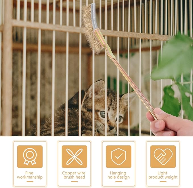 GANAZONO 1set Bird Cage Cleaning Brush Handle Cleaner for Birdcages Tool for Easy Cleaning of Cage Perches and Kennels for Bird Owners