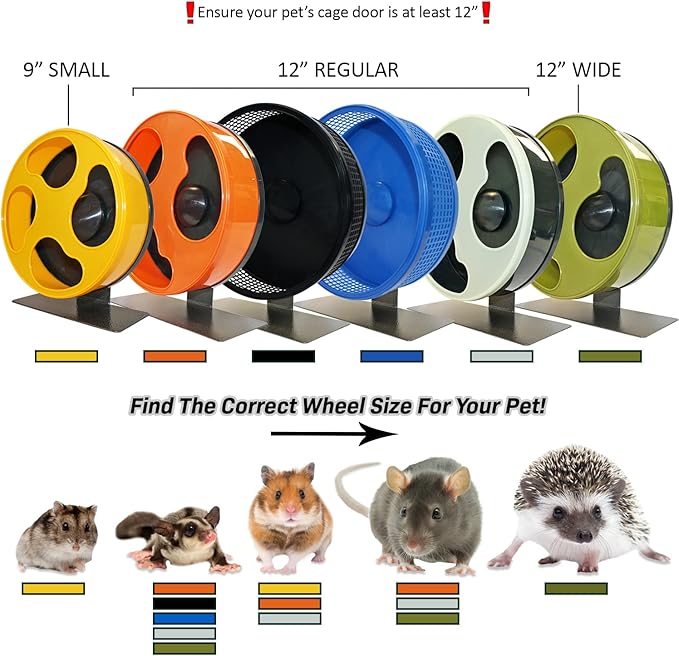 Silent Runner Glow Wheel + Sandy Track + Cage Attachment - Glow in The Dark Pet Exercise Wheel - Sugar Gliders, Hamsters, Rats, Mice, & Other Nocturnal Animals