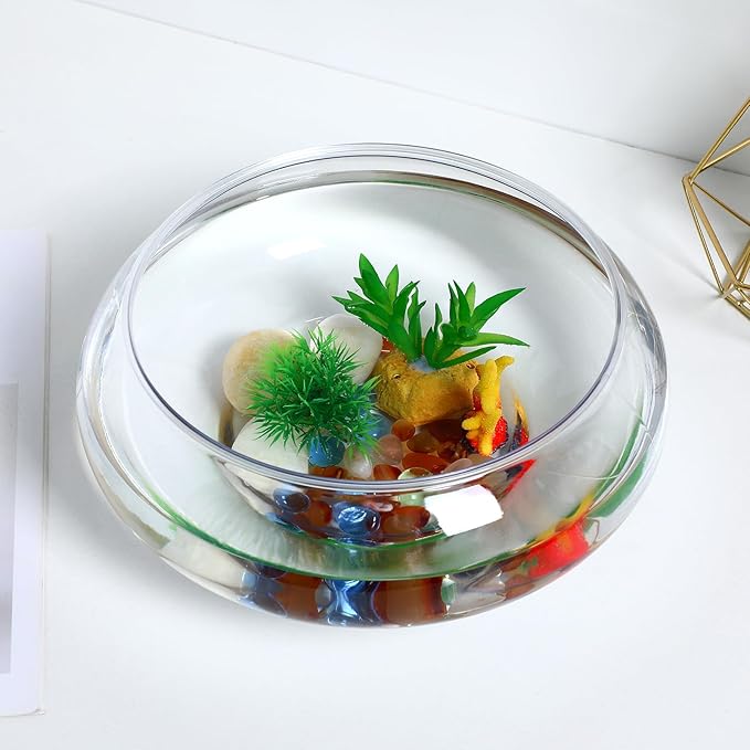 Happyyami Wide Mouth Glass Vase Bowl, Round Flower Vase Terrarium Succulent Hydroponic Planter Globe Fish Bowl Floral Container for Wedding Table Centerpiece Home Decors