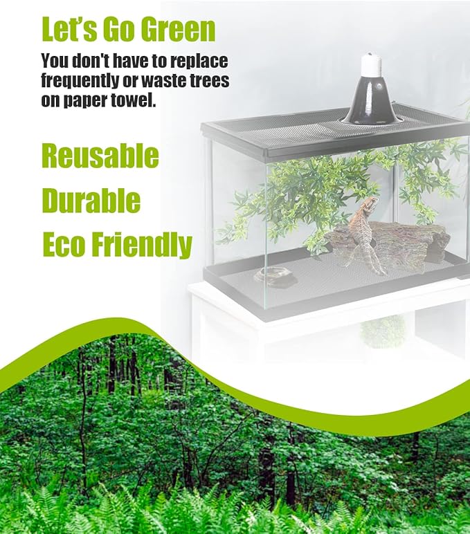 Bearded Dragon Tank Accessories, Reptile Substrate Floor, Leopard Gecko Tank Liner Mat for 40 Gallon, 20 Gallon, 50 Gallon,75 Gallon Lizard Tank, Green