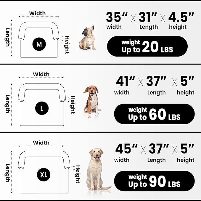 Calming Extra Large Dog Couch Bed, 45 x 37 inch Waterproof Removable Pet Mat Couch Cover for Furniture Protector, Non-Slip Fluffy Pelsbarn Dog Bed for Couch, Sofa, Car - Tie-Dye Khaki