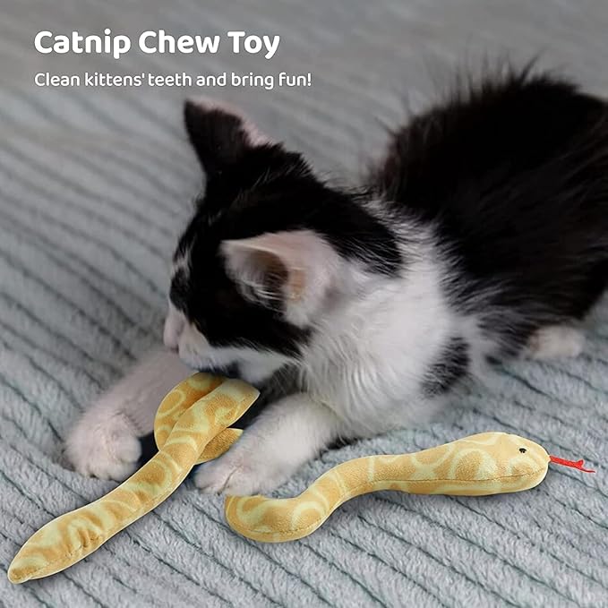YUDANSI Cat Catnip Snake Toys for Indoor Cats, Snaky Toy 2 Pack for Kitten Play, Soft Plush Toy for Kitty Kicking Chewing and Teeth Cleaning, Interactive Colorful Simulation Toy for Pets Indoor