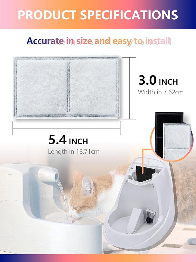 Cat Water Fountain Filter Compatible with PetSafe Drinkwell Platinum, Multi-Tier, Outdoor Dog, Everflow, Original Pet Fountain, Premium Pet Fountain Replacement Carbon Filter (4 PACK)
