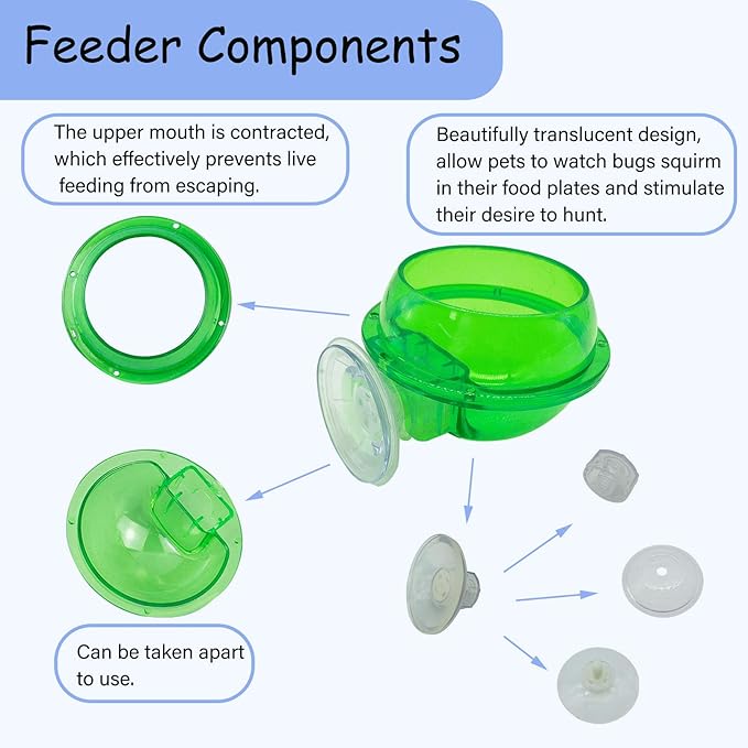 PINVNBY Reptile Suction Cup Feeder,Chameleon Feeding Food Bowl,Translucent Anti Escape Worm Live Fodder Container,Pet Ledge Water Dish Supplies for Lizard Gecko Bearded Dragon(4 Pcs)