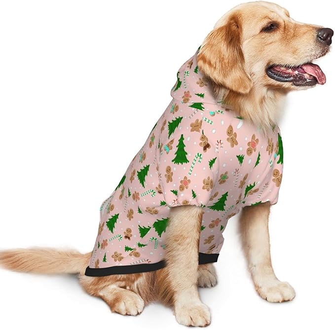 Christmas Gingerbread Men Hoodie,Christmas Cosplay Dog Clothes with Pocket and Hat Winter Clothes Sweaters X-Large