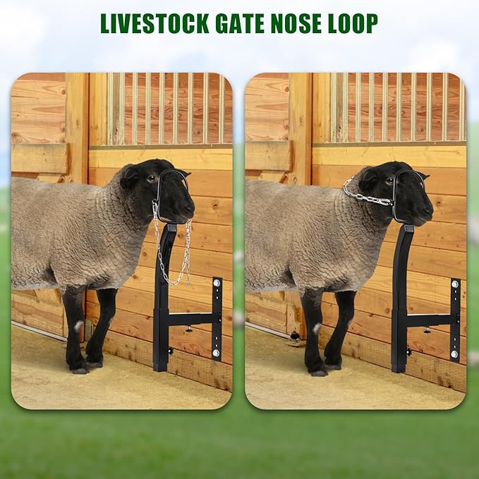 Livestock Stand 9.8 inch Height Adjustable, Goat Stand 5.9 inch Length Adjustable，Metal Livestock Stand Attachment Nose Loop Headpiece, Trimming Stand for Goat & Sheep.