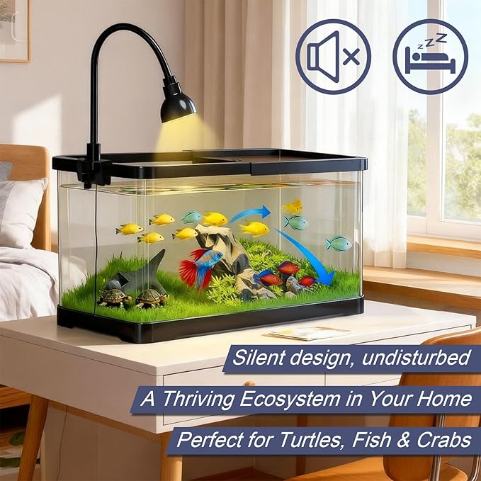 5 Gallon Fish Tank for Betta Guppy Shrimp, Small Aquarium Starter Kit for Home Office with Clear Glass Design, Peceras para Peces con Luz Fish Net Booster Pump Aquatic Plants Pebbles by MCCKLE