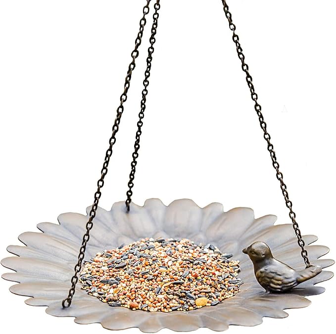 Metal Hanging Bird Feeder Tray to Attracting Bird for Outdoor Garden Decorative Birdfeeder