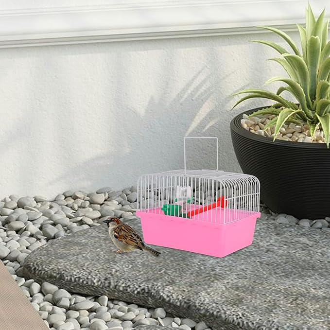 balacoo Portable Bird Cage for Lovebirds Lightweight and Spacious Travel Carrier with Perch Food Box and Waterer for Pet Birds Go Owners