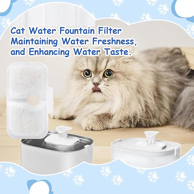 40PCS Cat Water Fountain Filters Replacement Compatible With PETLIBRO Dockstream Pet Fountain PLWF005 PLWF115 PLWF105,Replacement Filter for Ultra Quiet Pet Water Fountain