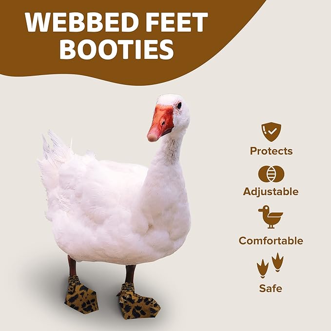 Duck Shoes for Injured Feet – Protective Neoprene Footwear for Ducks, Protective Shoes for Birds with Injured feet, Bumblefoot Relief - XL, 5.75” Max. Inside Width - Leopard