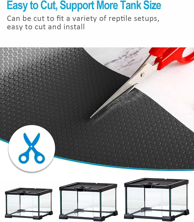 Bearded Dragon Tank Accessories, Reptile Terrarium Liner Substrate for Leopard Gecko, Snake, Lizard and Tortoise, Non-Adhesive Reptile Carpet Bedding for Reptile Tank, Black