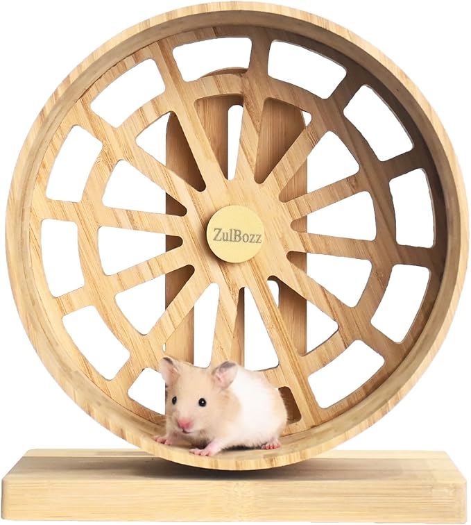 Hamster Wheel – Silent Hamster Toys, 7 Inch Chinchilla Wheel for Syrian, Dwarf Hamsters, Gerbil Wheel – Bamboo Cage Accessories, Exercise Wheel, Small Animal Toy