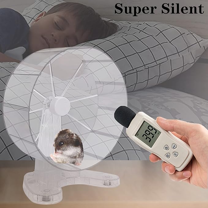 8.7" Super Silent Hamster Wheel for Hamster Exercise Wheel for Gerbil, Syrian & Dwarf, Chinchilla and More Small Anima Running Wheels with Stable Stand, Clear