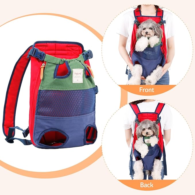 Dog Carrier Backpack, Pet Front Carrier Backpack Legs Out Dog Chest Carrier for Small Medium Dogs, Hands-Free Cat Backpack Carrier Dog Travel Backpack Airline Approved Hiking Bike Motorcycle
