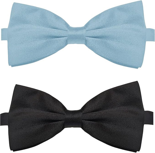 KOOLMOX Light Blue Dog Bow Tie, Black Dog Bowties with Adjustable Collar for Medium Large Dogs Cats Pets Wedding Birthday Graduation Independence Day Homecoming Grooming, 2 Pack, Black and Light Blue