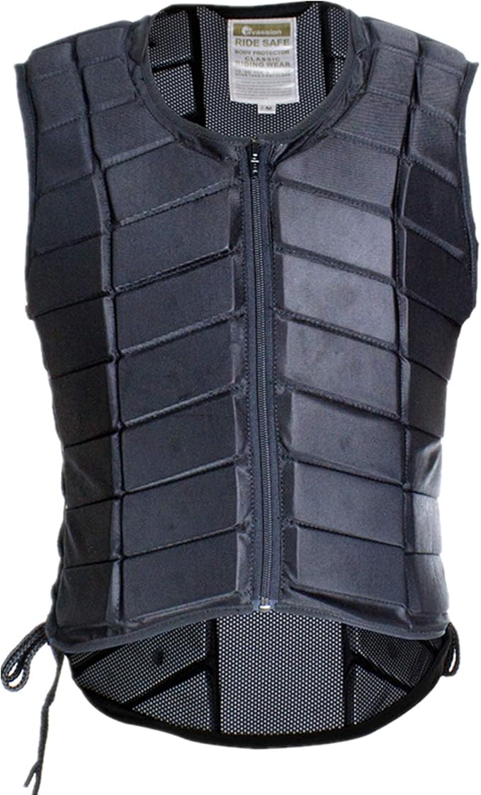 UNISTRENGH Equestrian Vest Professional Safety EVA Padded Horse Riding Vest Unisex Black Zipper Protector Gear Waistcoat