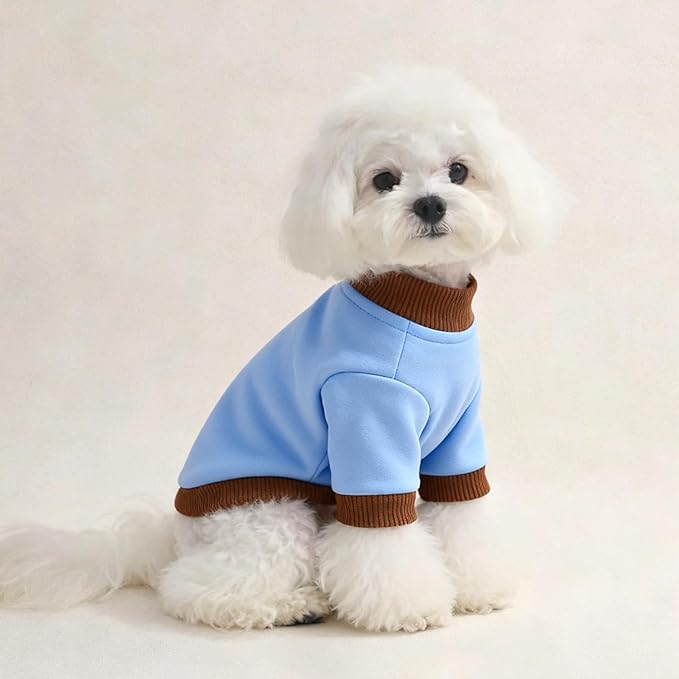Custom Dog Hoodie, Personalized Sweatshirt with Photo Text Name Logo, Customized Hooded Sweater for Small Medium Large Dogs & Cats (Blue + Brown Border, XXX-Large)