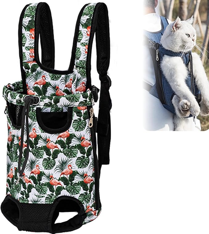 Portable Pet Carrier Backpack, Adjustable Pet Front Cat Dog Carrier Backpack Travel Bag for Small Medium Dogs Cats Puppies, Cat Backpack Carrier for Hiking Cycling (J, L)