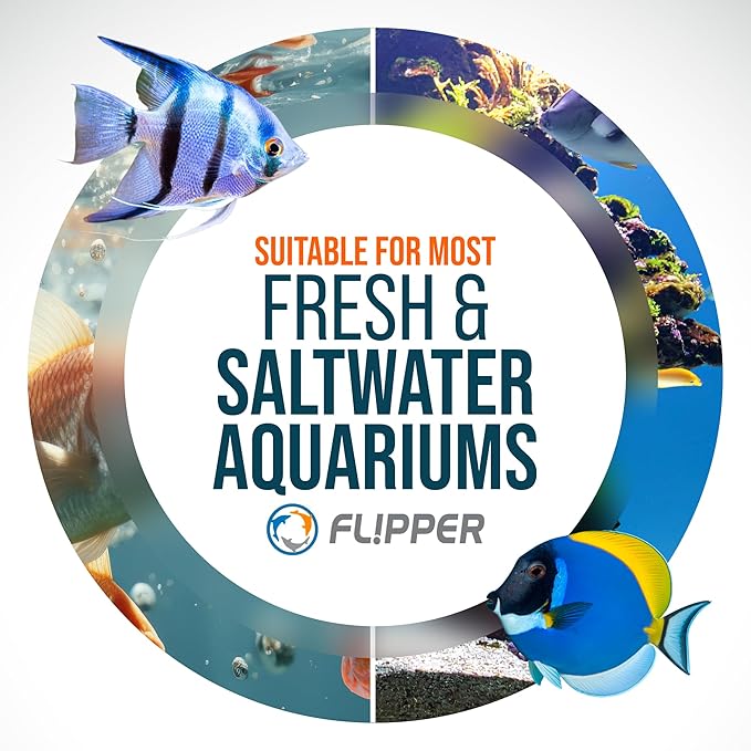 FLIPPER Max Magnetic Aquarium Cleaner – 2-in-1 Flip Scrubber and Scraper, Floating Design for Cleaning Hard-to-Reach Algae and Debris on Glass and Acrylic Tanks up to 3/4"
