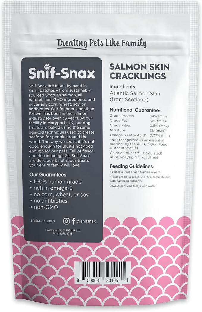 Snif-Snax Salmon Skins Dog Treats (1.5oz, 3-Pack) – Single Ingredient, Grain Free, Human-Grade, Healthy Dog Treats with Omega-3s for Skin, Coat & Joint Support