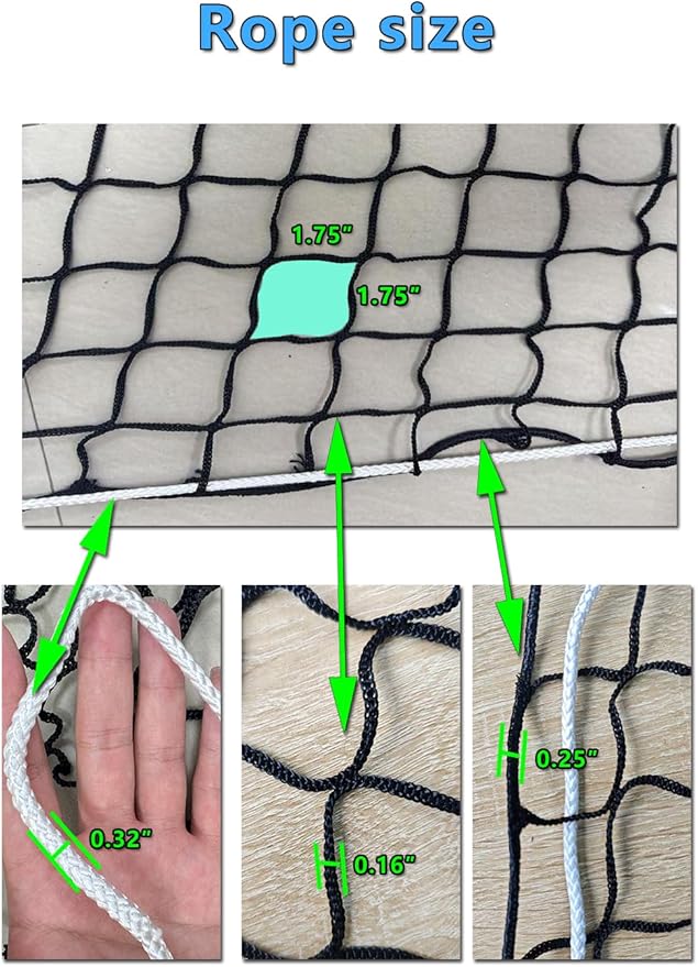 6 * 6ft Heavy Duty Slow Feeding Horse Hay Net - 1.75-inch knotless Design Saves 60% hay, 800 lbs Weatherproof Round Bale Feeder for Cattle/Goats/Sheep (6ft)