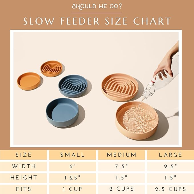 The Slowdown Bowl Silicone Slow Feeder for Dogs & Puppies, Slow Eating, Modern Lick Mat Design, Reduces Gulping, Fits 2 Cups 7.5” Across x 1.5” Tall, Mealtime Challenge, Medium-Charcoal