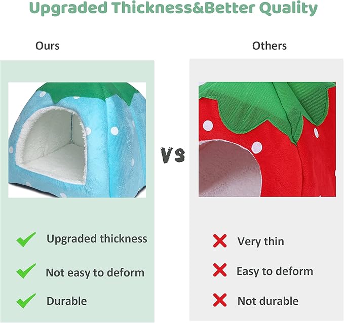 Guinea Pig Hideout Bed Dwarf Rabbit House Cave Accessories Cozy Hide-Out for Little Bunny Hedgehog Ferret Chinchilla&Other Small Animals