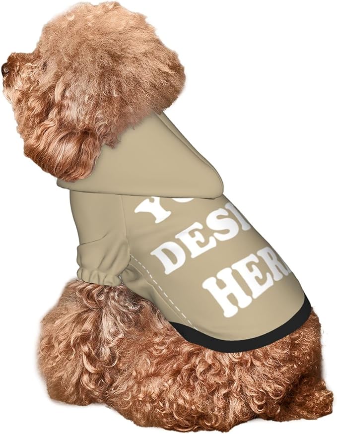 Dog Clothes, Custom Dog Hooded Sweatshirt, Personalized Pet Costume Robe Shirt with Text/Image/Club Name/Pet Shop Logo for Small Medium Large Dogs and Cats, Khaki, S
