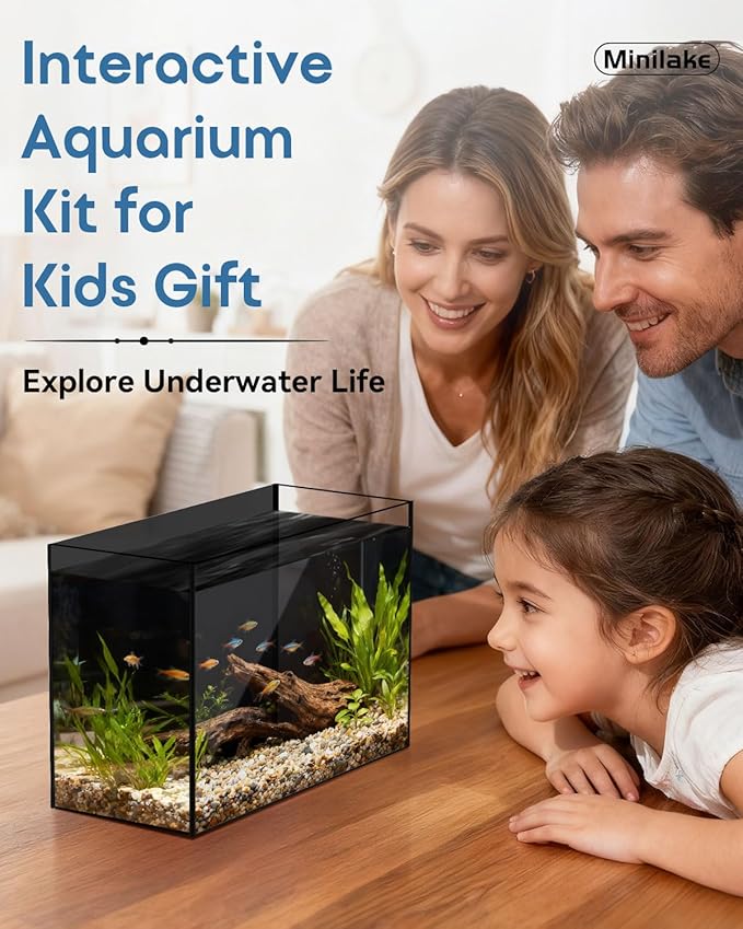Glass Fish Tank Kit, 2.5 Gallon Betta Fish Tank Aquarium Starter Kit with Filter, Lights, Lid, for Betta, Goldfish, Small Fish or shrimg