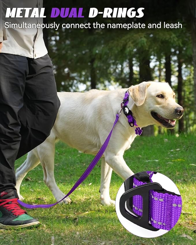 Joytale Airtag Dog Collar, Reflective Pet Collar with Waterproof AirTag Holder, Dual D-Rings, Soft Padded Adjustable for Extra Small and Puppy Dogs, Purple, XS