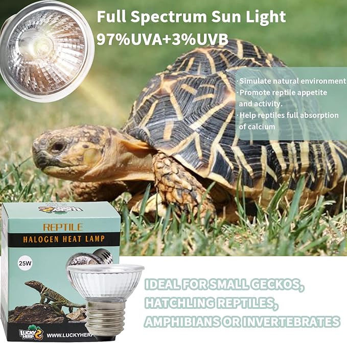 LUCKY HERP 4 Pack 50W UVA UVB Reptile Light Bulbs, Heat Lamp Bulbs for Reptiles and Amphibians, Basking Light Bulb for Turtle, Bearded Dragon, Lizard Heating Use