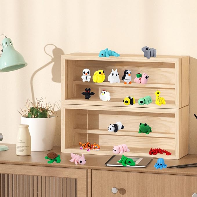 21Pcs Mini 3D Printed Animal Set, Flexible Fidget Toys, 3D Printed Animal Figurines Toys for Birthday Gifts,Rewards,Goodie Bag Filler and Office Desktop Decoration